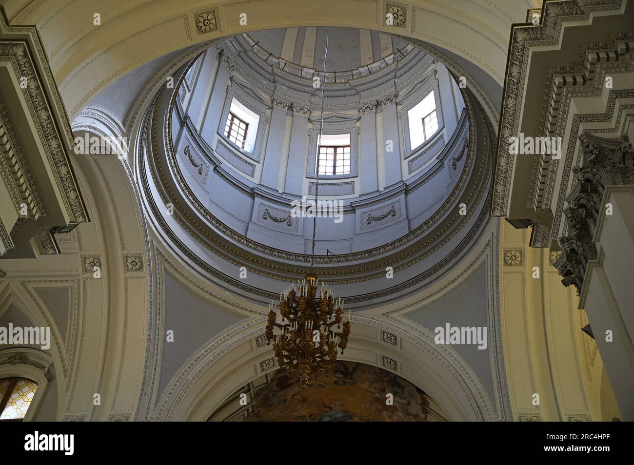 Scenic cupola and interior view of the Norman style Cattedrale di ...