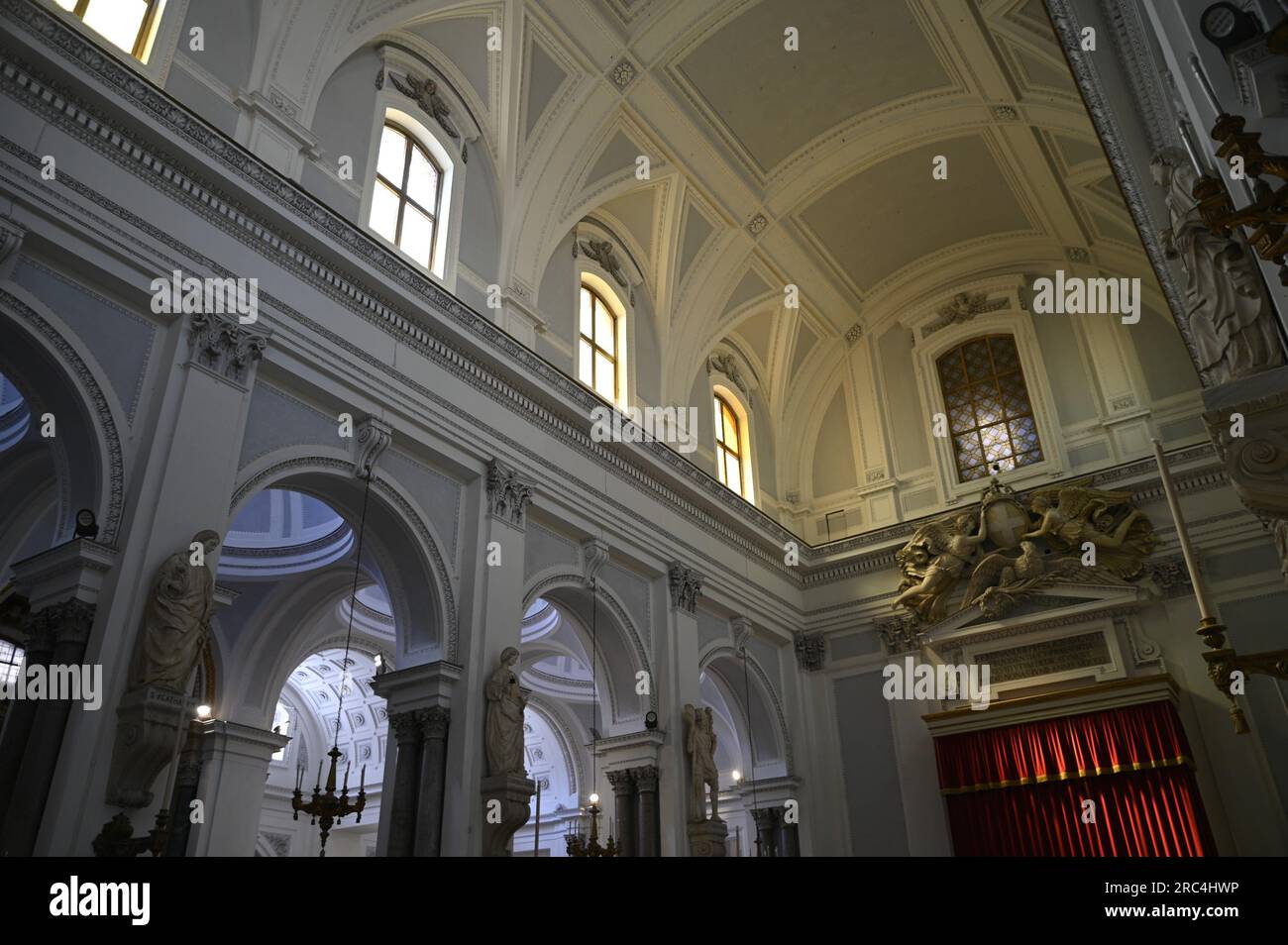 Dome view and Neoclassical style nave in the interior of the Norman ...
