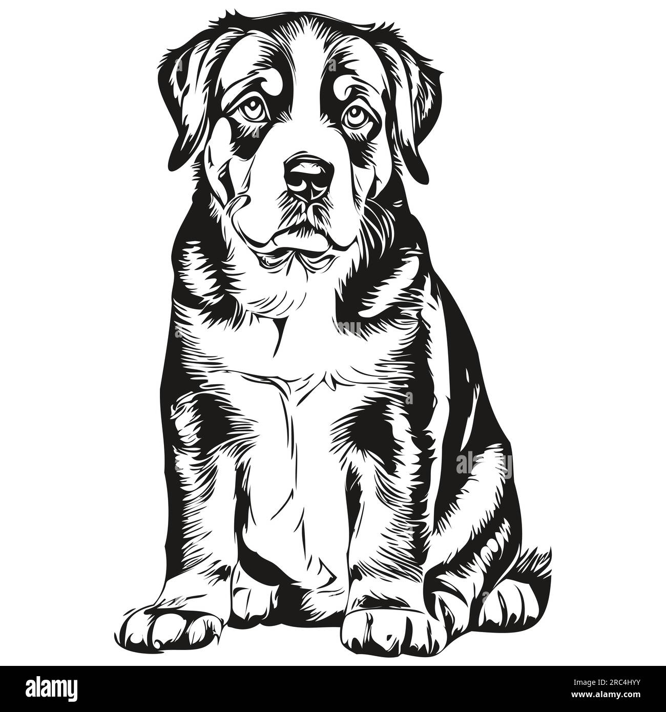 Entlebucher Mountain dog logo vector black and white, vintage cute dog