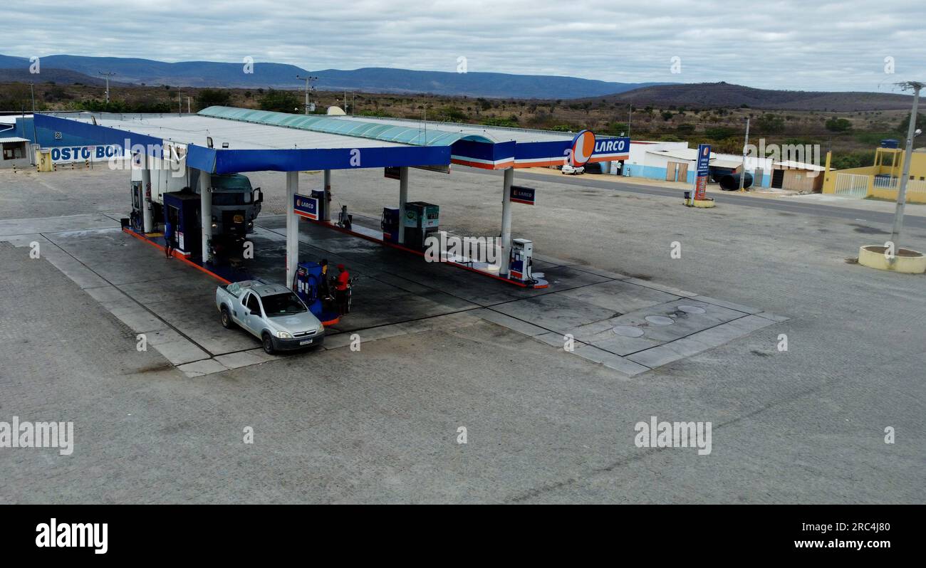 maracas, bahia, brazil july 7, 2023 view of a Largo network gas station in the city of