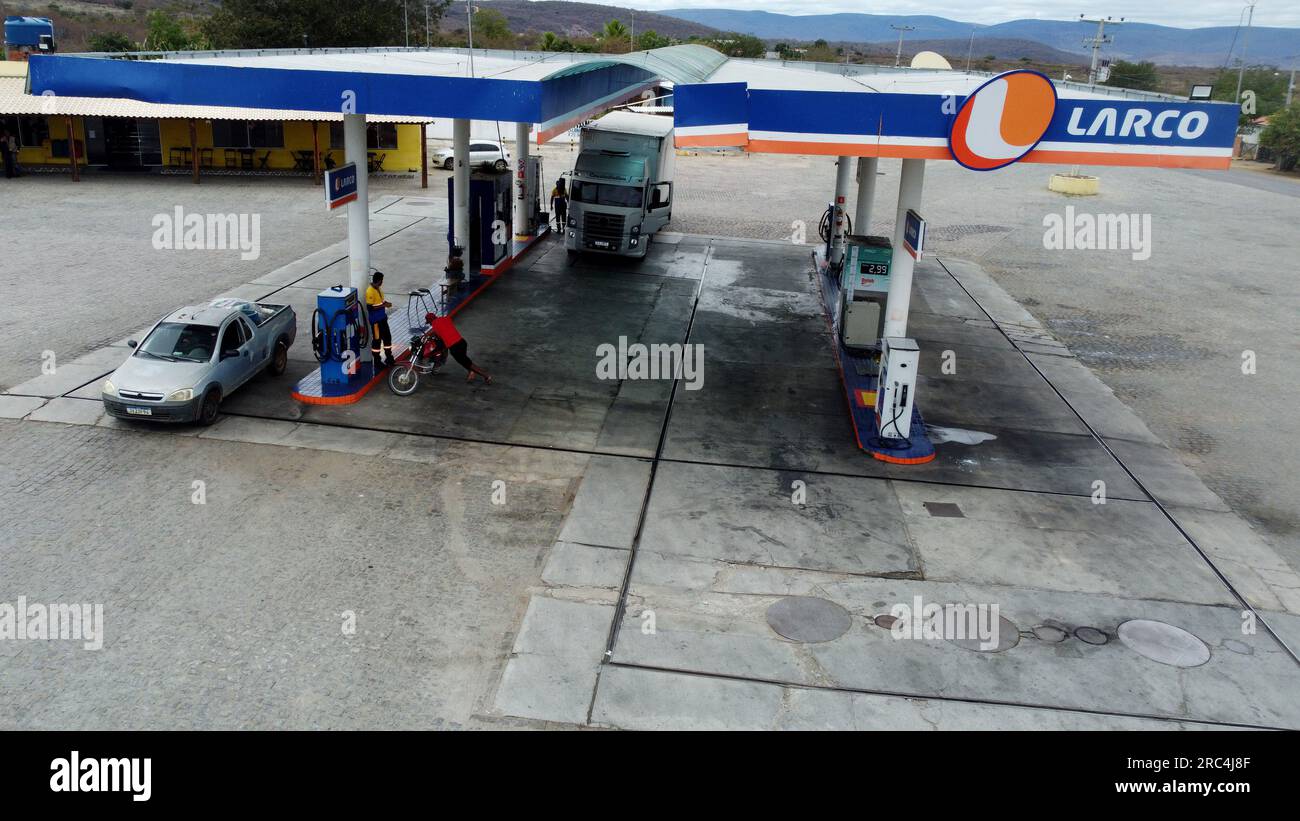 maracas, bahia, brazil july 7, 2023 view of a Largo network gas station in the city of