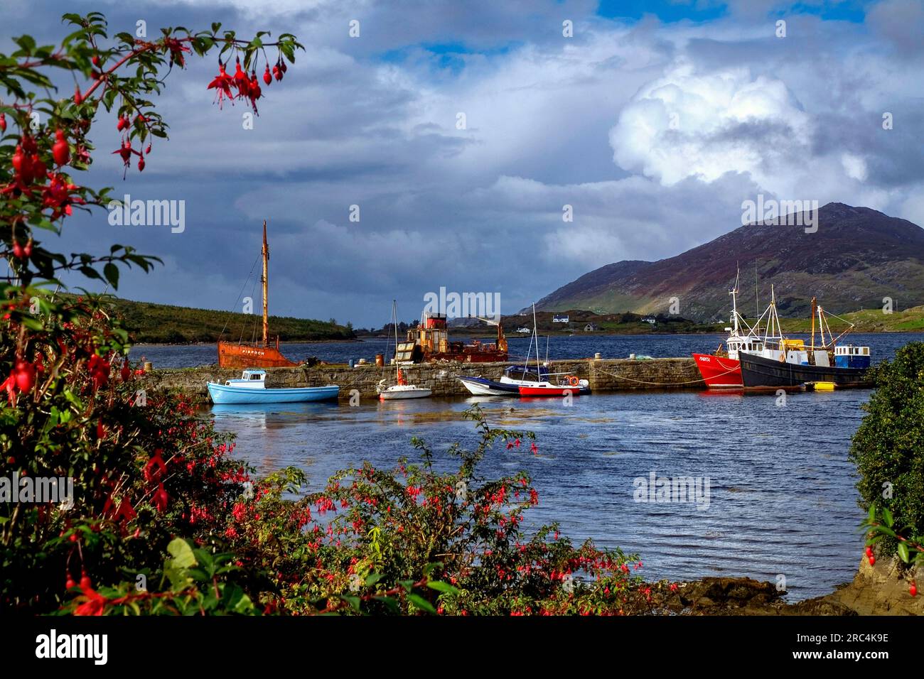 Ballinakill Harbour and Tully Mountatin, Letterfrack, Connemara, County Galway, Ireland Stock Photo