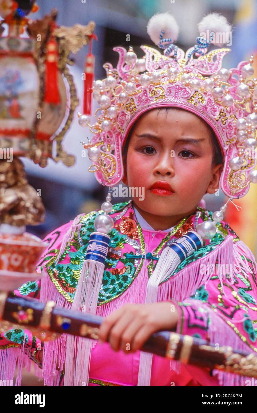 Participant in the Annual Cheung Chau Bun Festival Parade,  Cheung Chau, Hong Kong, Hong Kong Special Administrative Region of the People's Republic o Stock Photo