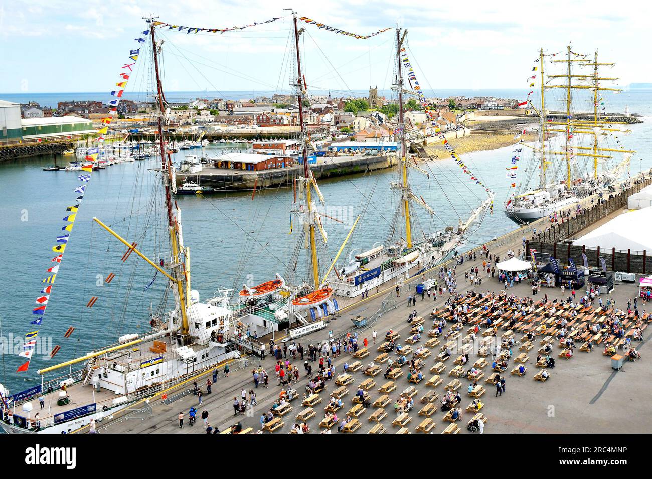 Hartlepool's 2023 Tall ships race, taking place across 3 countries, starting in June from the Netherlands to the UK finishing in Norway in August.. Stock Photo