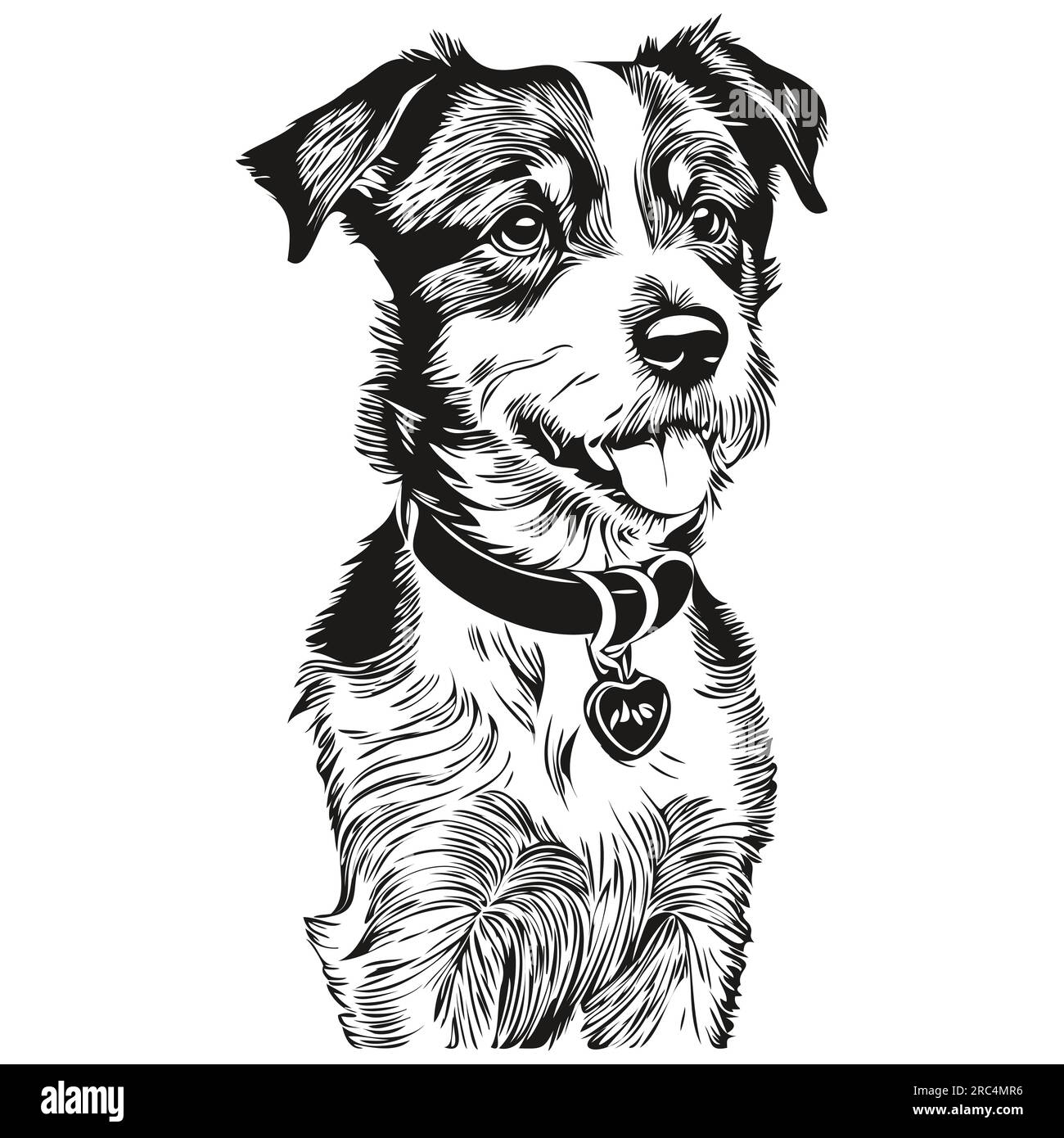 Parson Russell Terrier dog head line drawing vector,hand drawn
