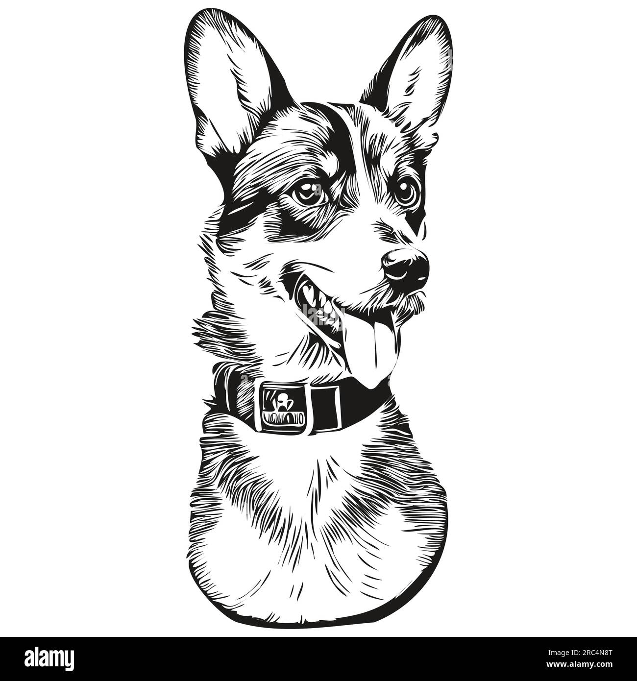 Rat Terrier dog face vector portrait, funny outline pet illustration ...