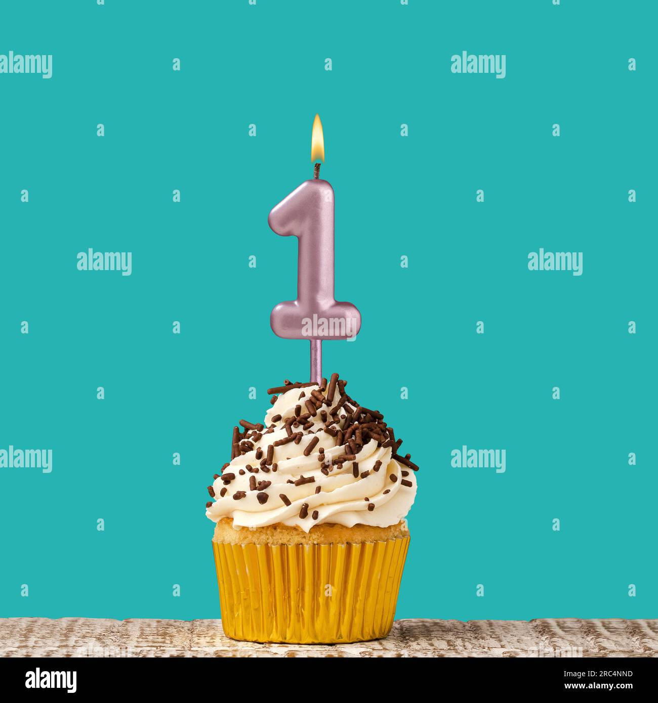 Birthday candle number 1 - Aquamarine card design Stock Photo - Alamy