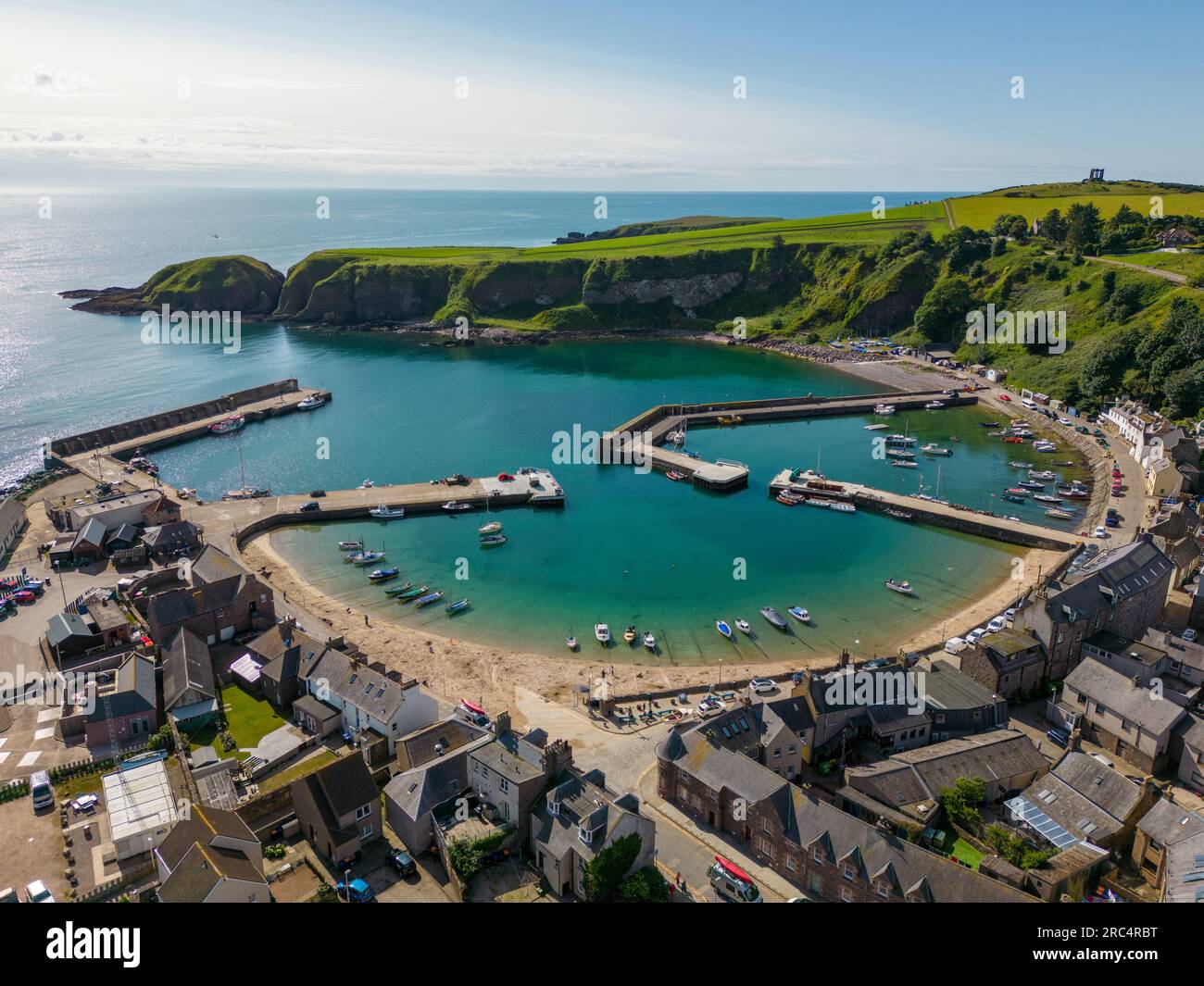 Aerial Drone Photo Of The Coastal Town Named Stonehaven In Aerial Drone Photo Of The Coastal Town Named Stonehaven In