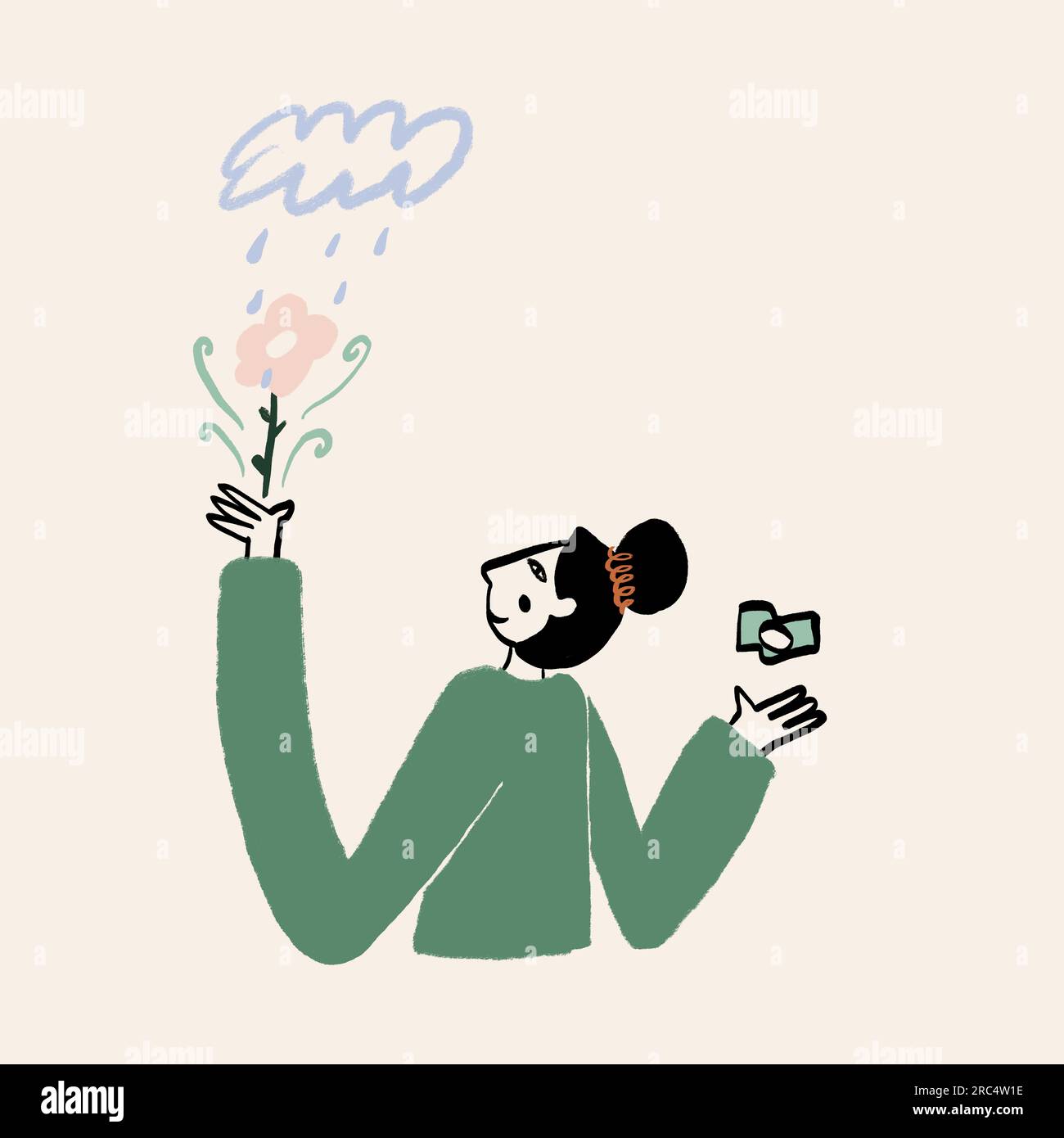 Cartoon woman looking up sky hi-res stock photography and images - Alamy