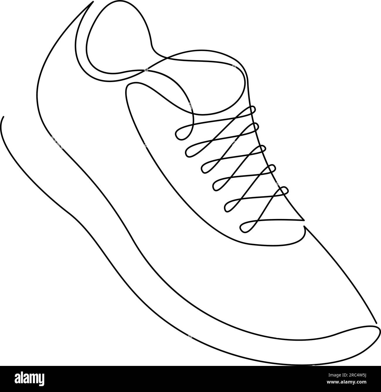 Shoe single continuous line drawing. Sports shoes drawn in a one line art style. Sneakers isolated on white background. Minimalistic hand drawn vector Stock Vector