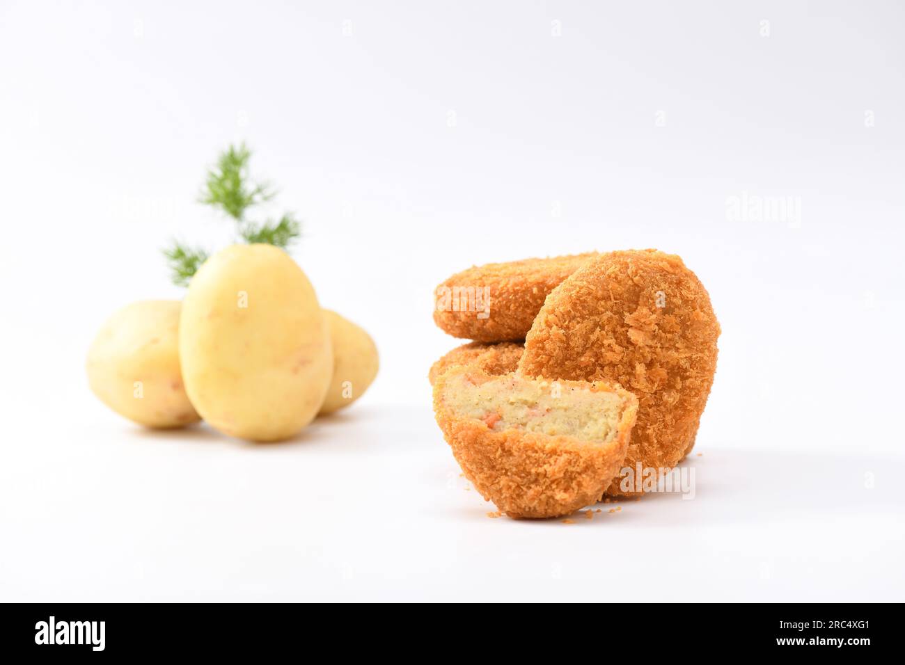 Potato Korokke, Japanese Style Croquette, Isolated on White Background