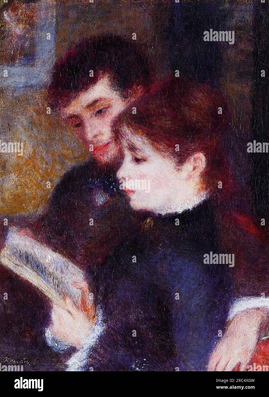 Reading Couple (Edmond Renoir and Marguerite Legrand) 1877 by Pierre-Auguste Renoir Stock Photo