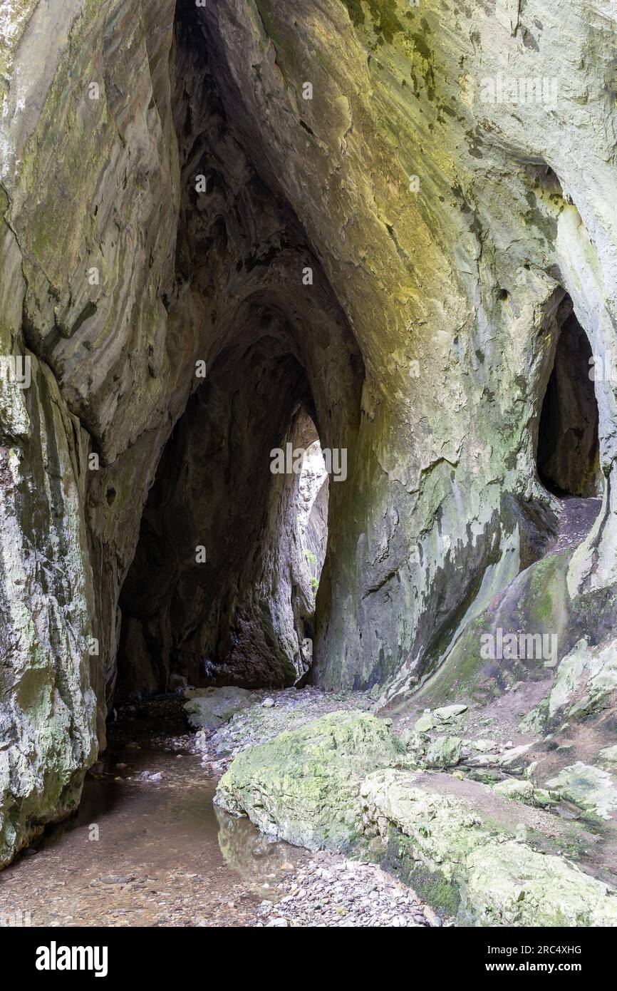 Paradise pass or tunnel through which the river flows near the village of Plavna in eastern Serbia Stock Photo