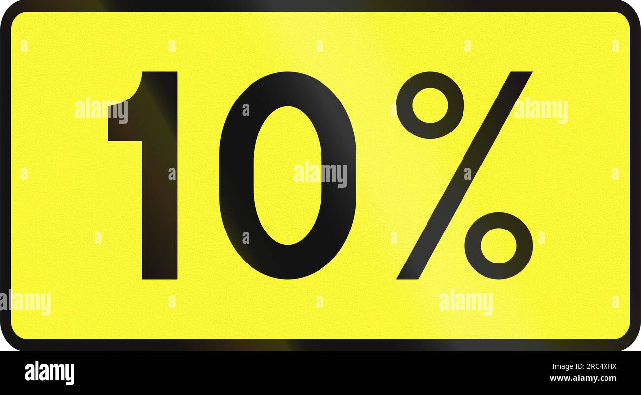 Polish warning sign 10 percent gradient Stock Photo Alamy