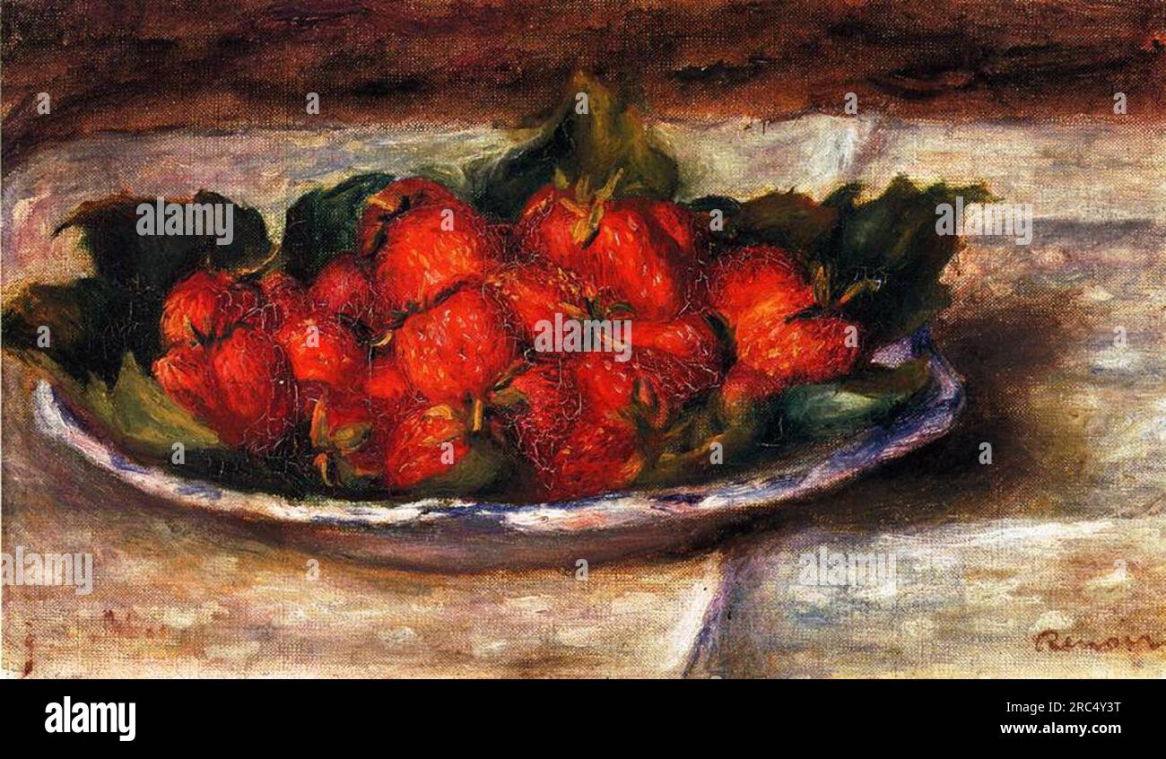 Assiette à Salade Gien France Fraises En Folie - Motif Fraises 1880, Porcelaine, Ronde, Multicolore, Occasion