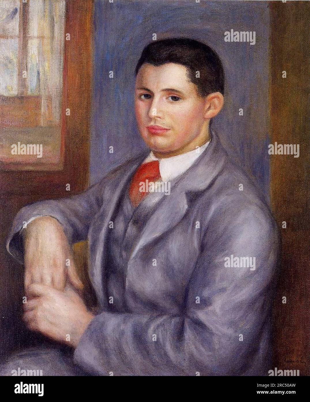 Young Man in a Red Tie, Portrait of Eugene Renoir 1890 by Pierre