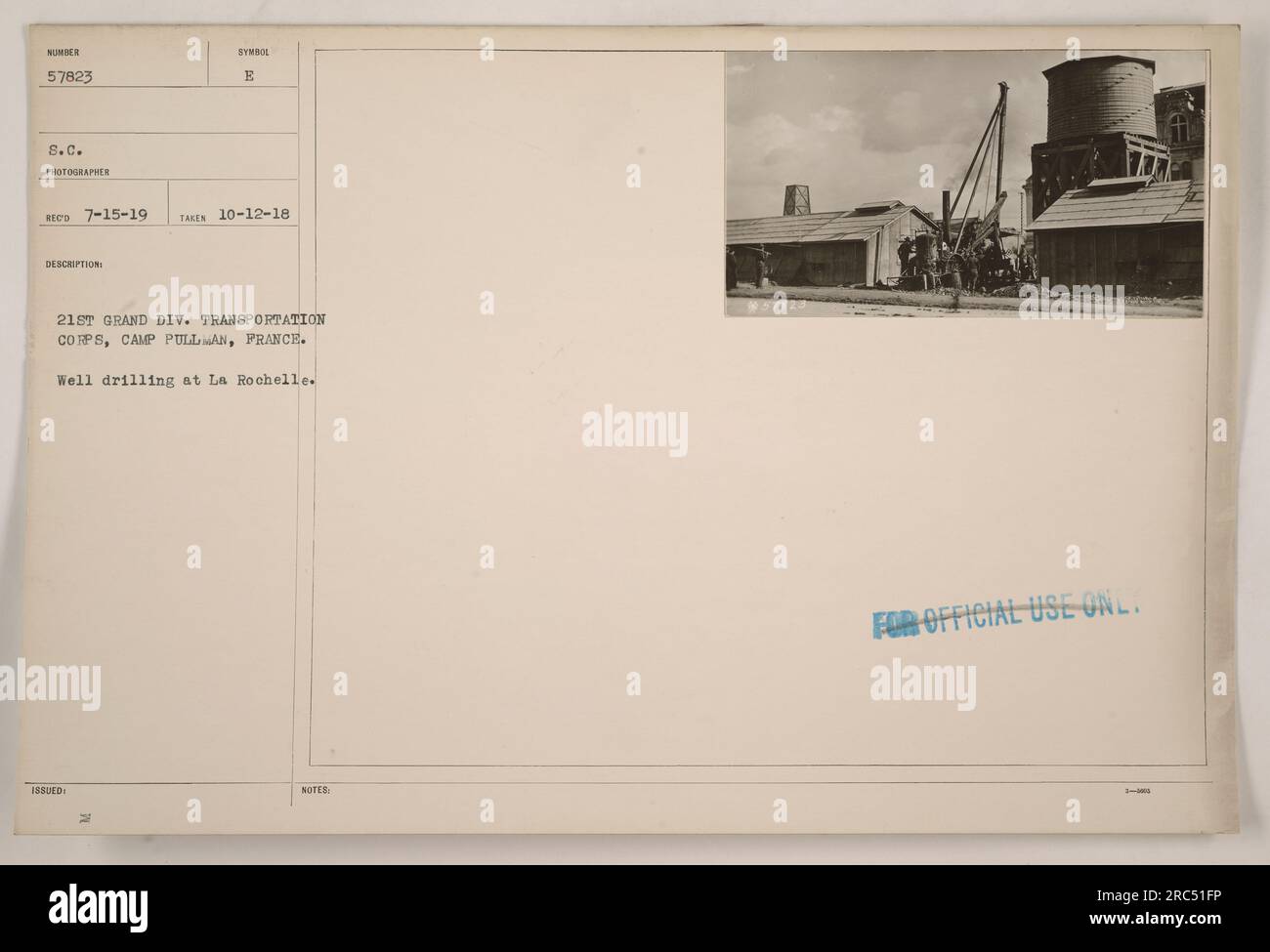 21st Grand Division of the Transportation Corps at Camp Pullman, France, engaged in well