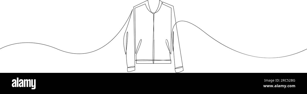 Varsity jacket one continuous line drawing. Minimalist single line doodle. Vector illustration Stock Vector