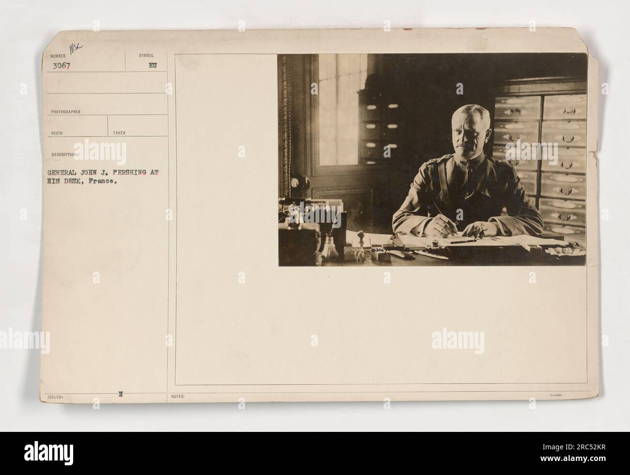 General John J. Pershing pictured at his desk in France. Stock Photo