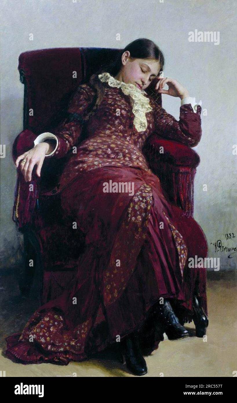Rest. Portrait of Vera Repina, the Artist' s Wife. 1882 by Ilya Repin ...