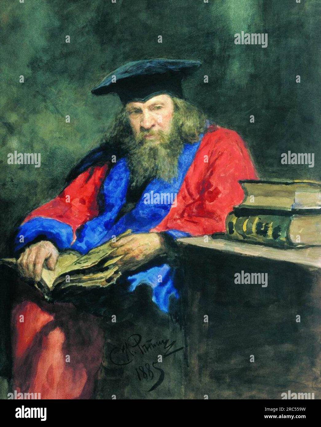 Portrait of Dmitry Mendeleev 1885 by Ilya Repin Stock Photo