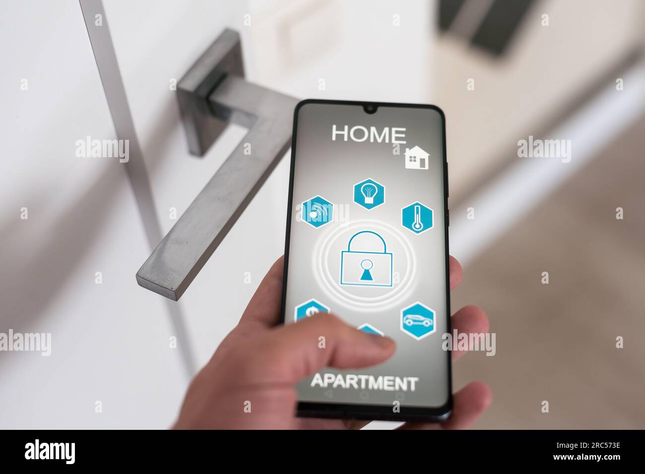 smart house device illustration with app icons Stock Photo - Alamy