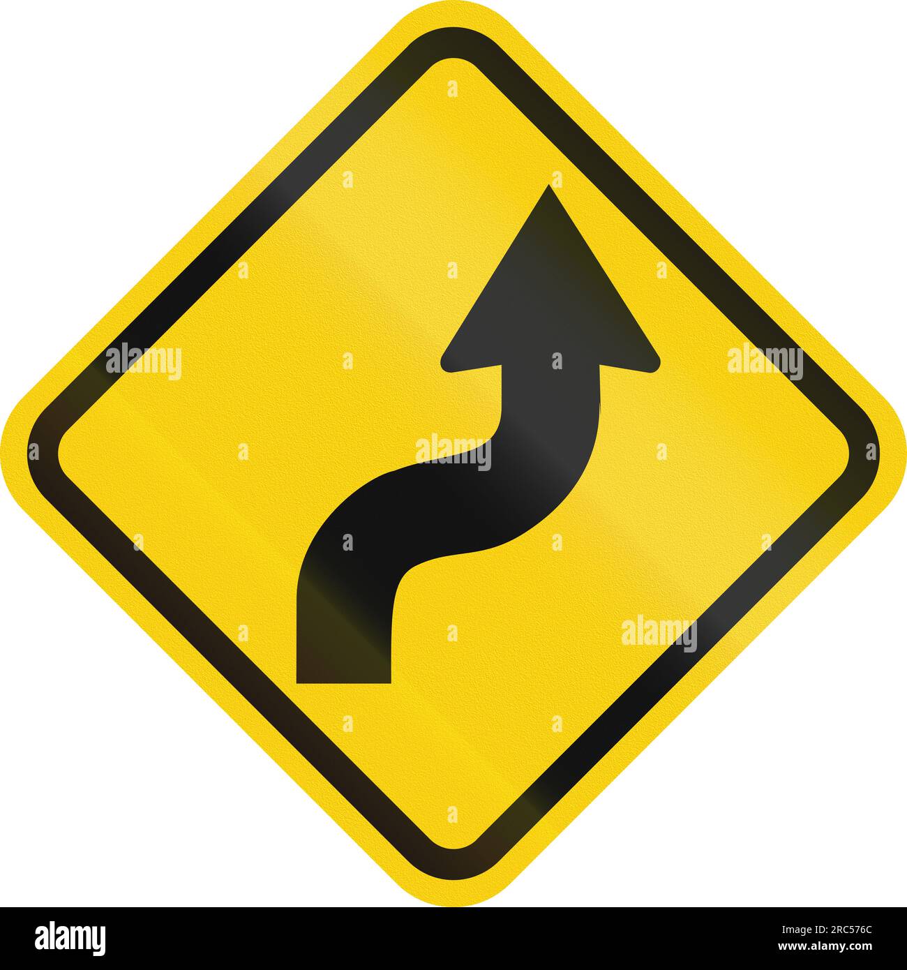 Colombian road warning sign: Reverse curve Stock Photo - Alamy