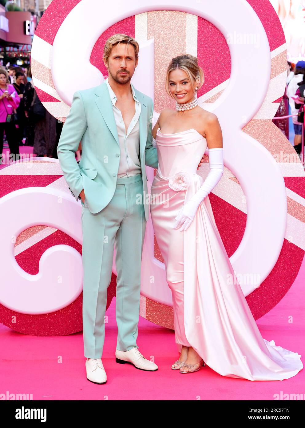 Ryan Gosling and Margot Robbie arrive for the European premiere of Barbie at Cineworld Leicester Square in London. Picture date: Wednesday July 12, 2023. Stock Photo