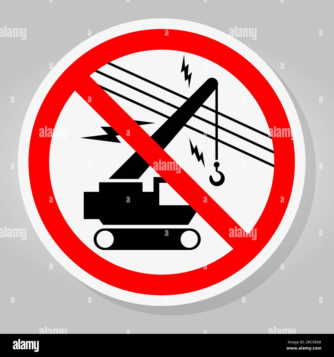 Prohibition Sign Do Not Operate Crane Overhead Power Lines Symbol Stock Vector