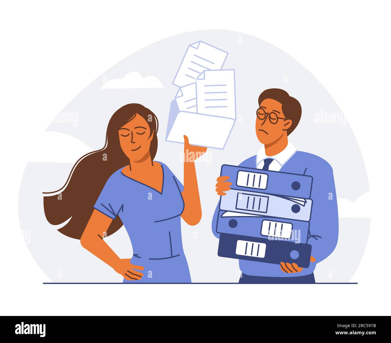 Paperwork vs electronic documents stock vector image art alamy