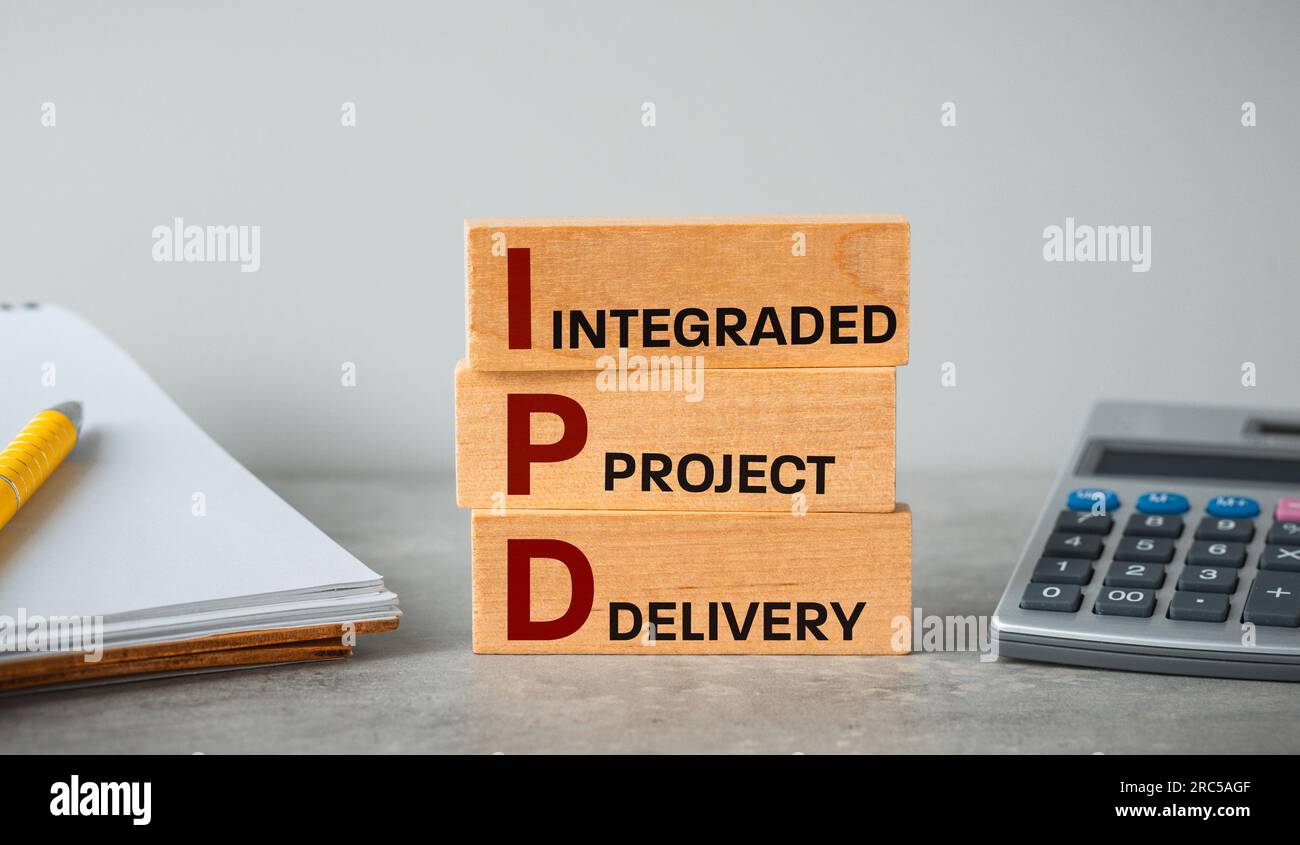 IPD Integrated Project Delivery system of cooperation and communication between participants in a construction project, investor, designer, contractor Stock Photo