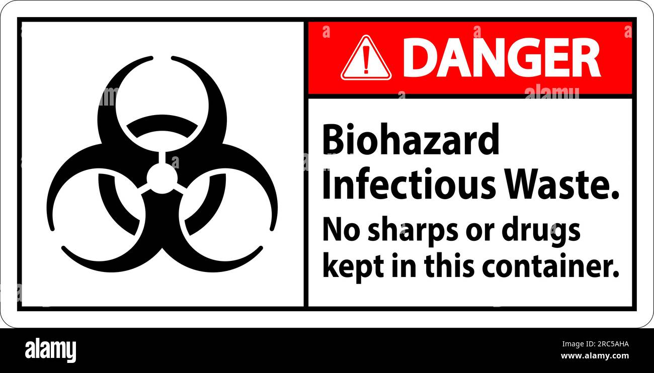 Danger Label Biohazard Infectious Waste, No Sharps Or Drugs Kept In