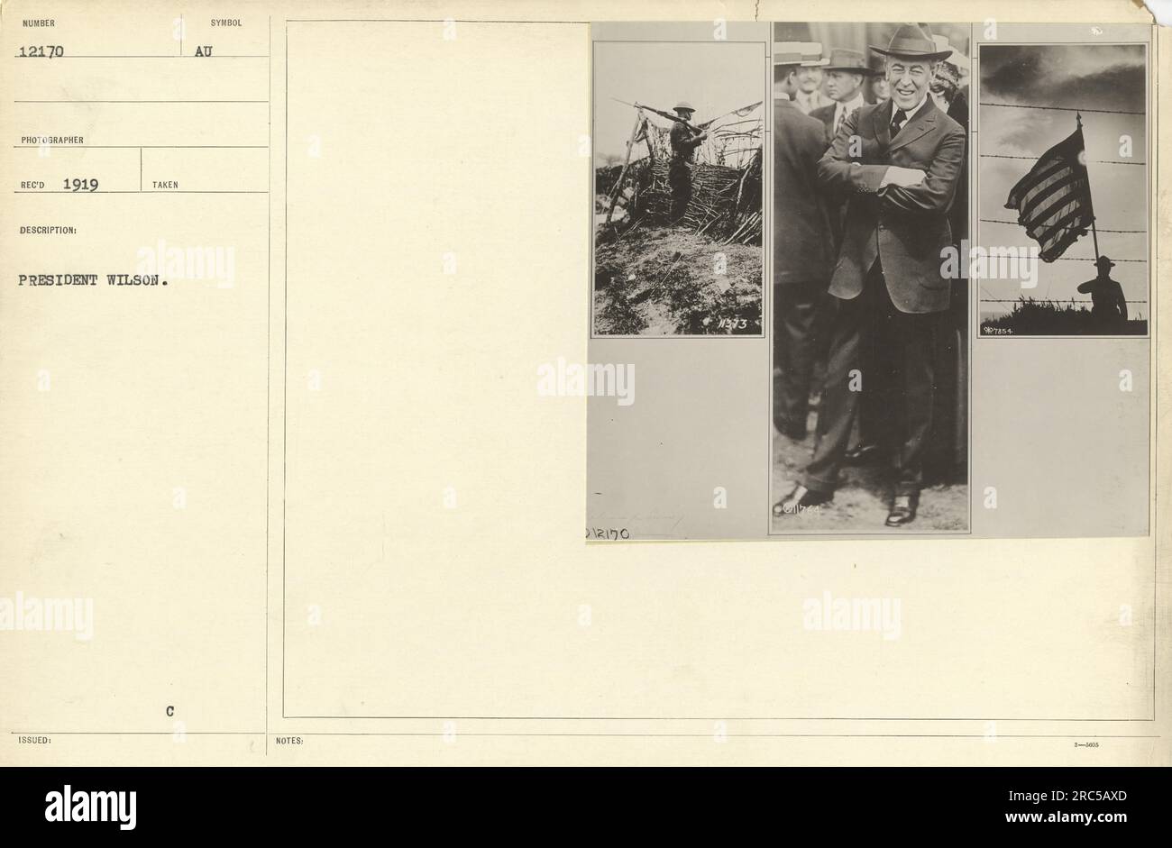 President Wilson is pictured here addressing a crowd during a military ...