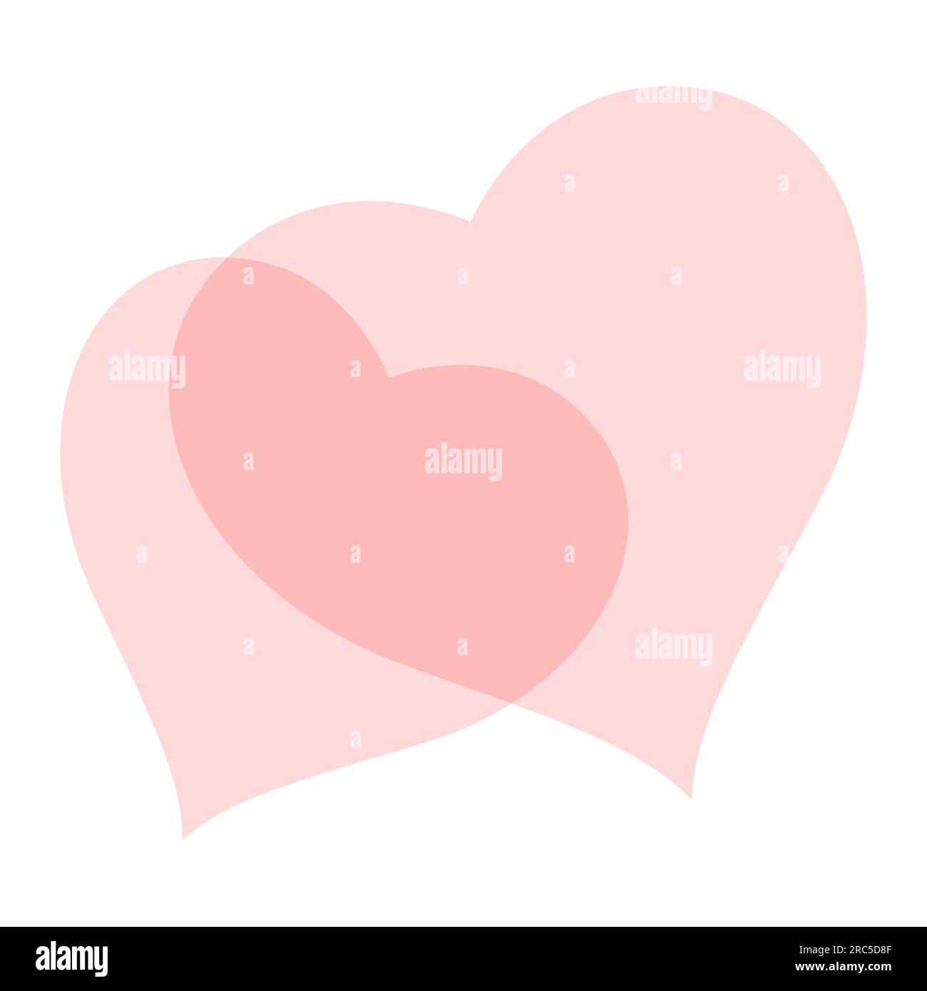 Two pink hearts in love. Flat vector illustration isolated on white background. Stock Vector