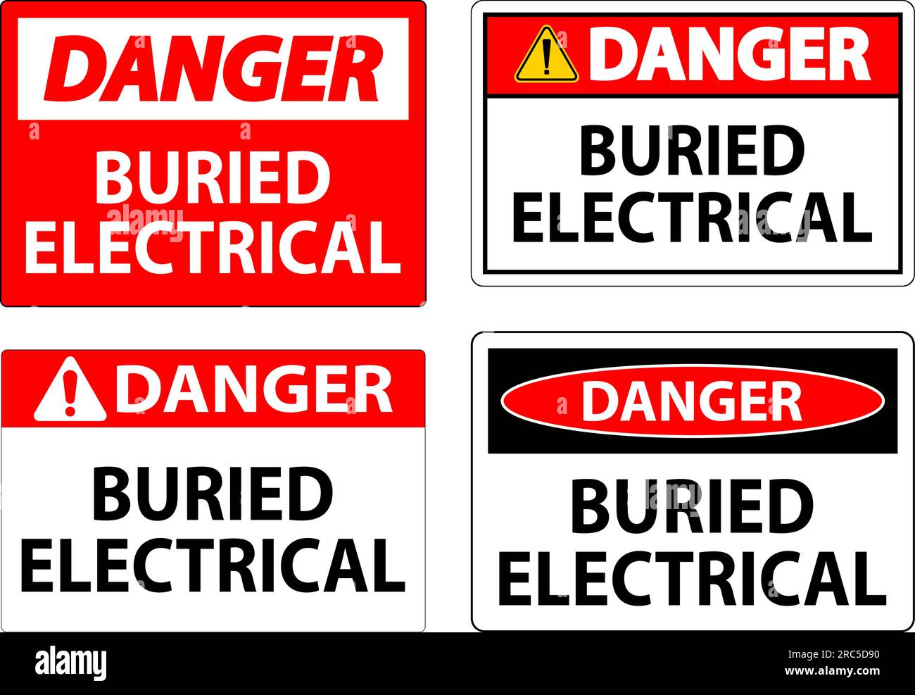 Danger Sign Buried Electrical On White Bacground Stock Vector Image