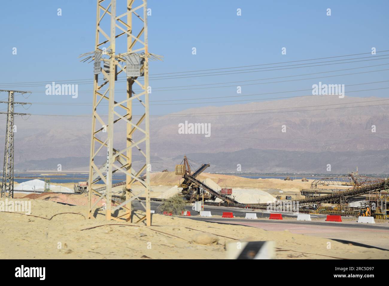 Salt Mining, Salt Farming along the Lower Basin of the Dead Sea in Israel Stock Photo