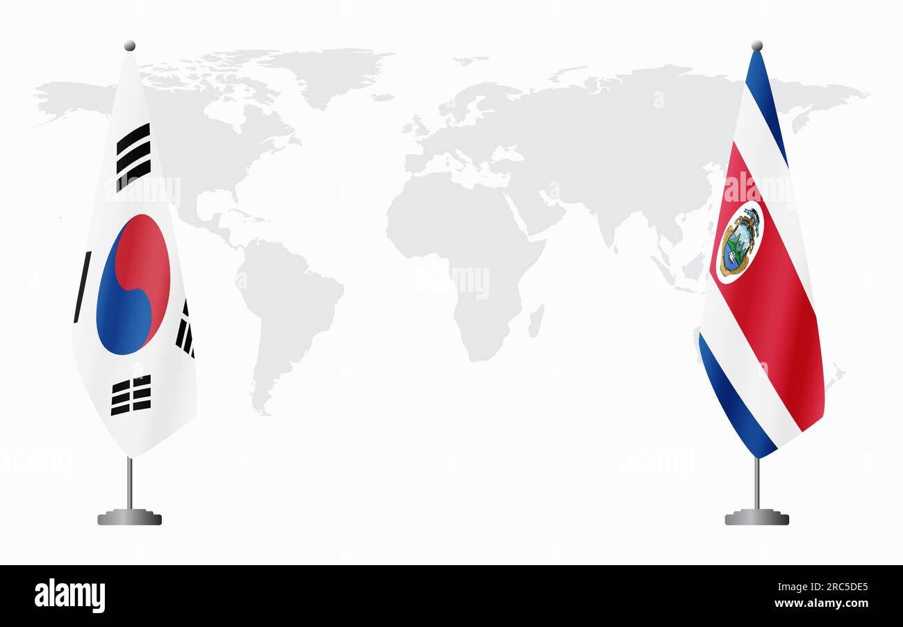 South Korea and Costa Rica flags for official meeting against