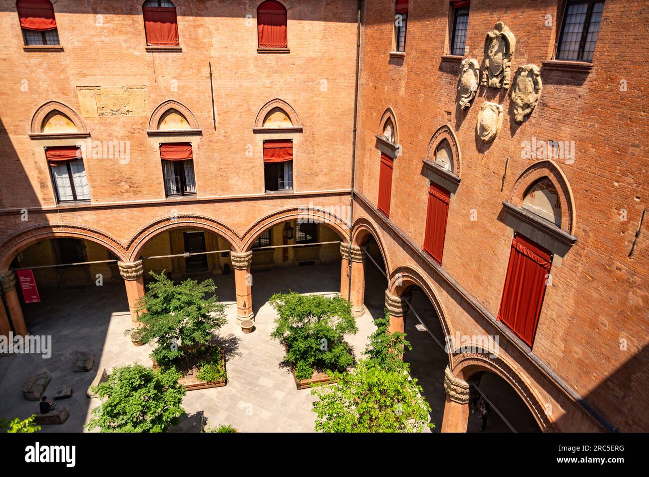 Bologna, Emilia Romagna, Italy. Interiors and arches of Podestà palace