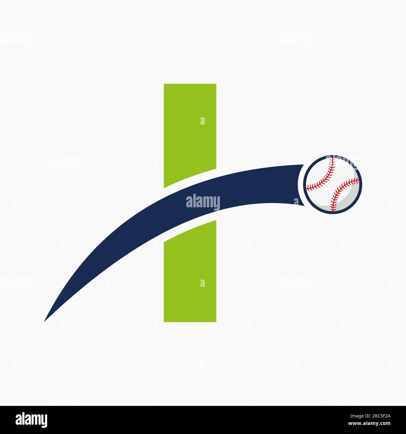 Baseball Logo On Letter I With Moving Baseball Icon. Baseball Logotype Template Stock Vector