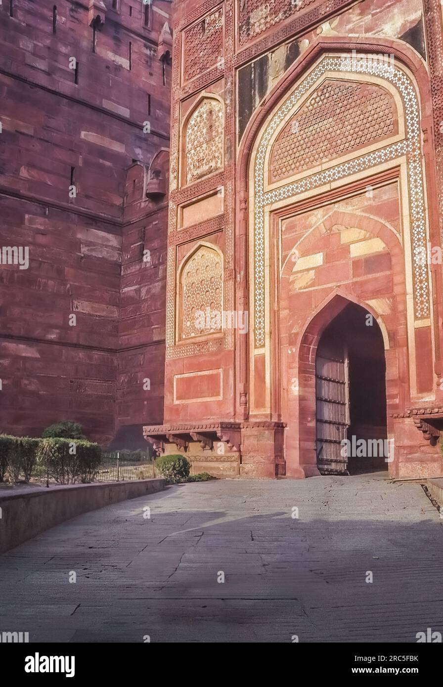 Agra, India February 1998 Main gate to Agra fort also known as the