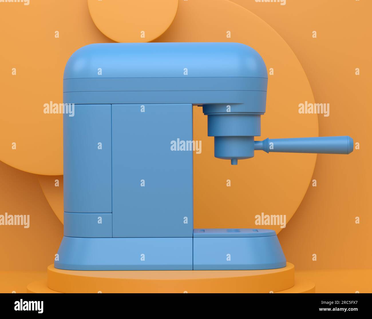 Abstract scene or podium with espresso coffee machine on monochrome ...