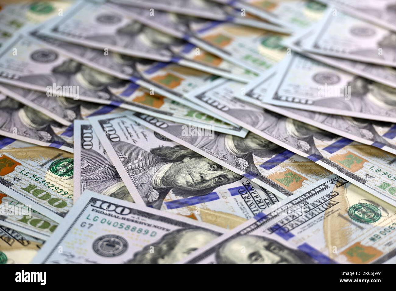 US dollar banknotes, paper currency for background. Concept of american and global economy, exchange rate Stock Photo