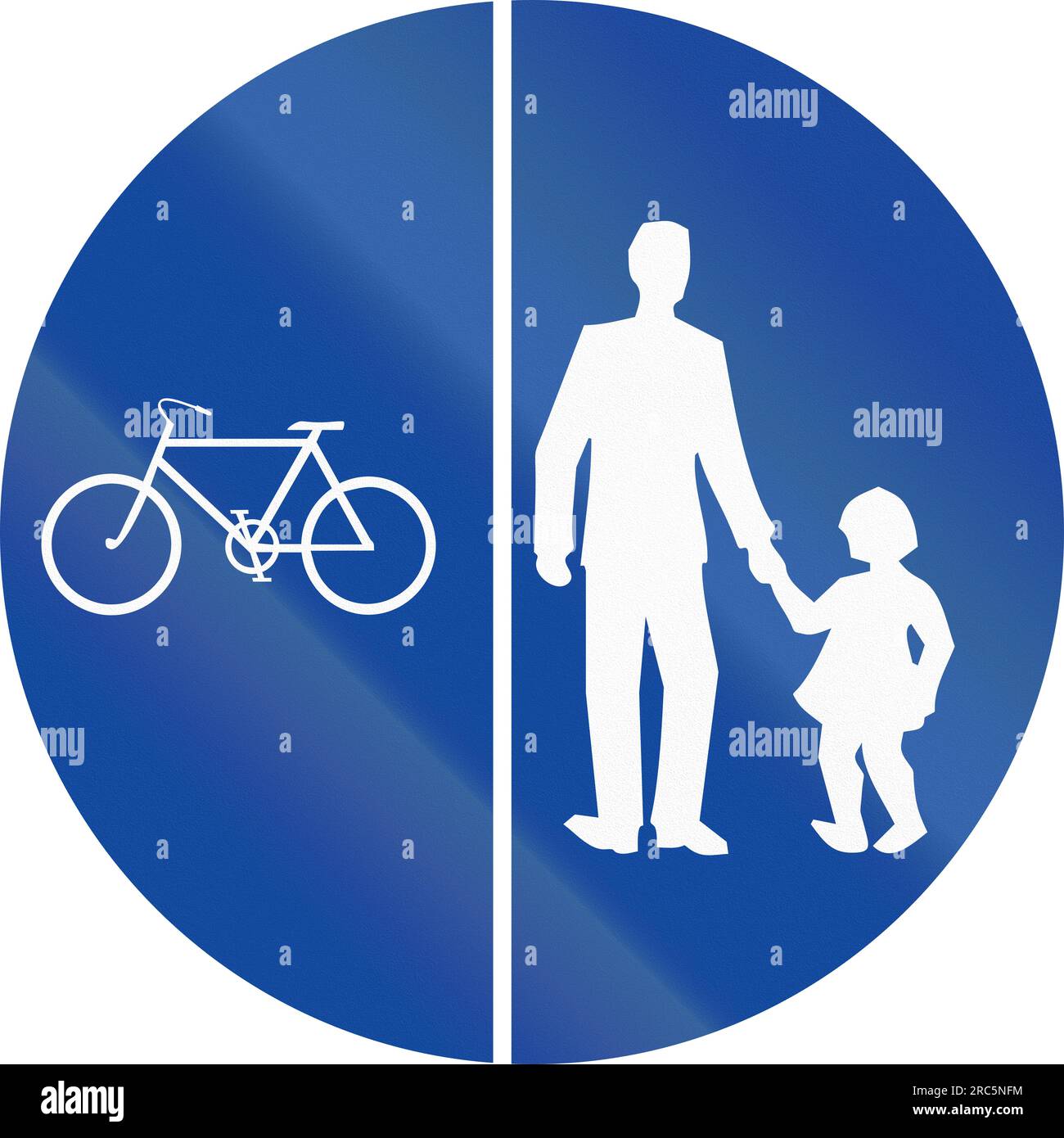 Greek traffic sign on a shareduse path with separate lanes, left lane