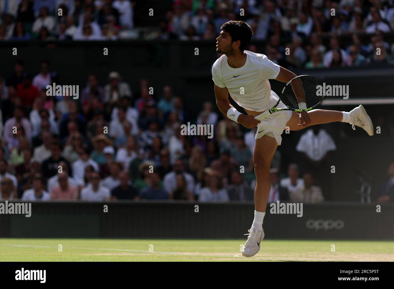 12th July 2023; All England Lawn Tennis and Croquet Club, London, England Wimbledon Tennis Tournament; Carlos Alcaraz serves to Holger Rune Credit Action Plus Sports Images/Alamy Live News Stock Photo