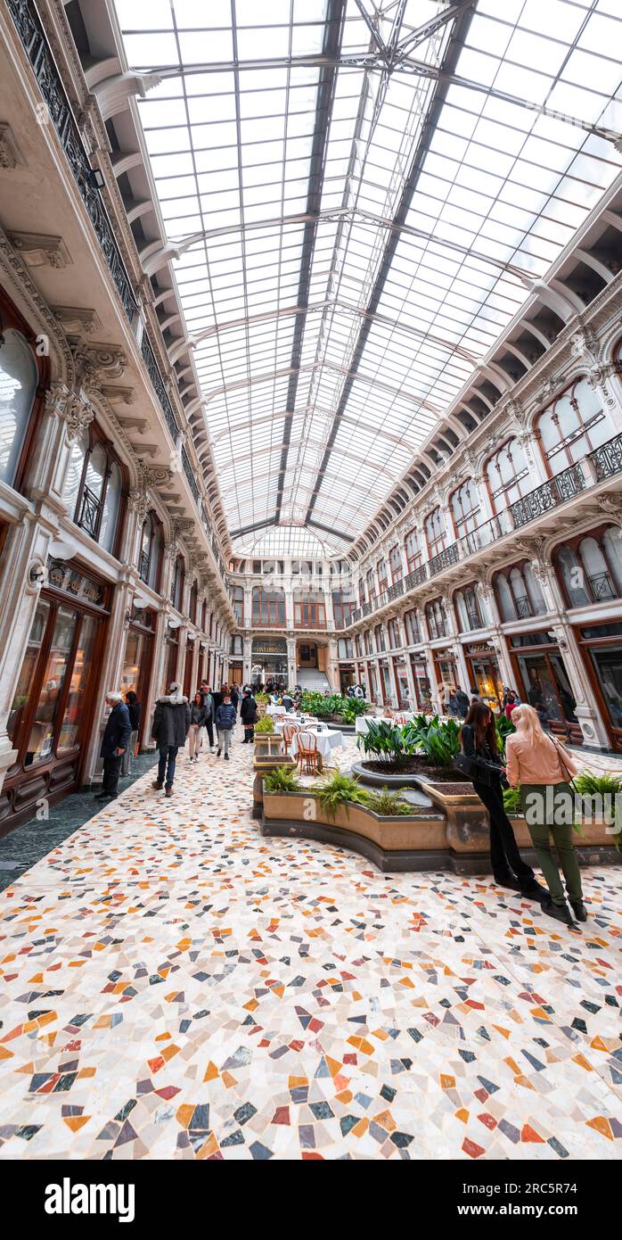 Turin, Italy - March 27, 2022: Cinema Nuovo Romano is a cinema theater, shopping gallery and cafe area in the center of Turin, Piedmont, Italy. Stock Photo