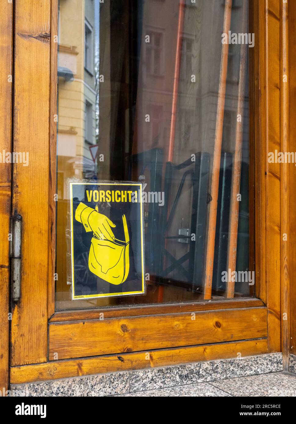 Sign On The Window Pane Of A Restaurant, Berlin-Prenzlauer Berg, Germany Stock Photo