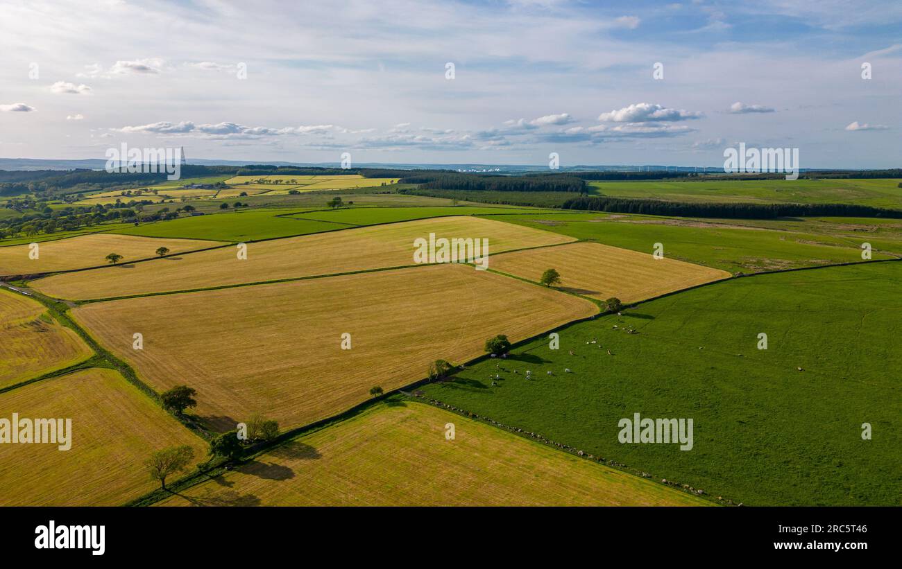 Unique aerial photo of the nature in Yorkshire Dales during the summer Stock Photo