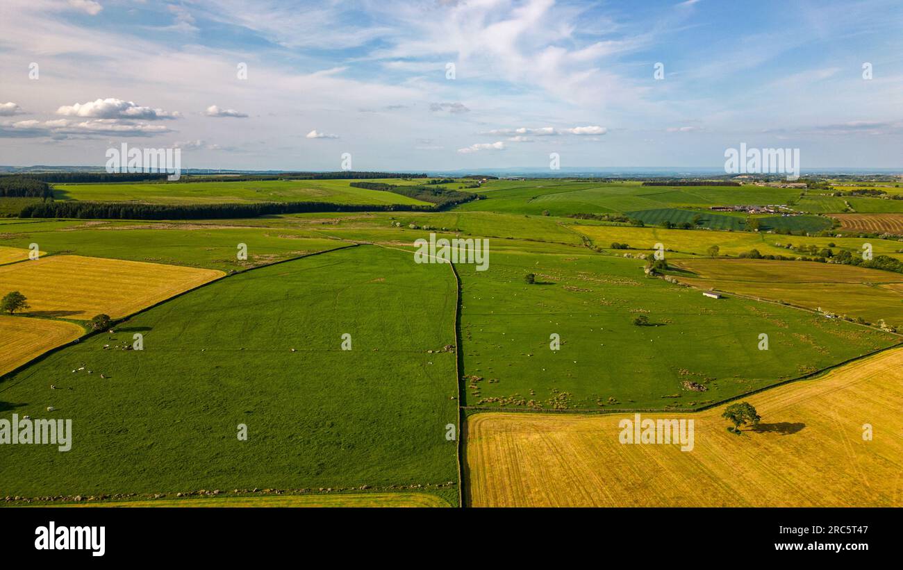 Unique aerial photo of the nature in Yorkshire Dales during the summer Stock Photo