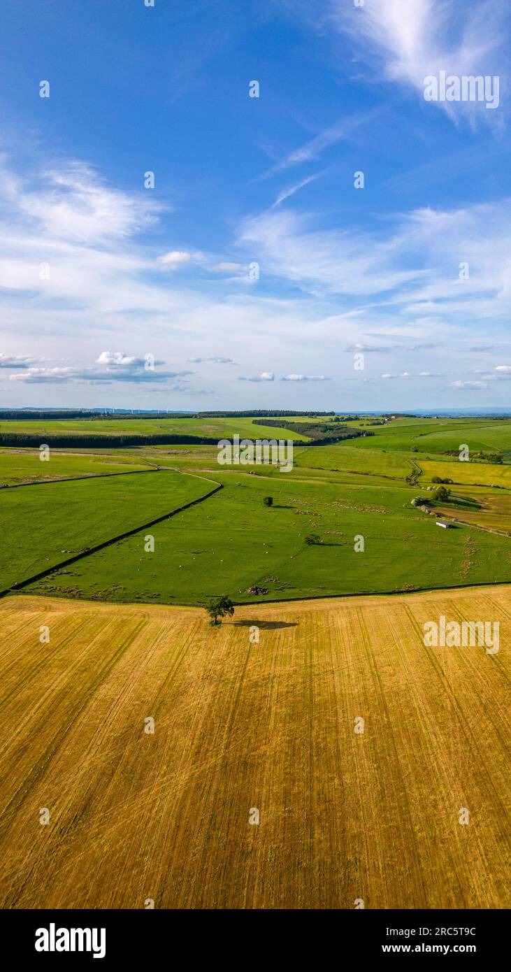Unique aerial photo of the nature in Yorkshire Dales during the summer Stock Photo