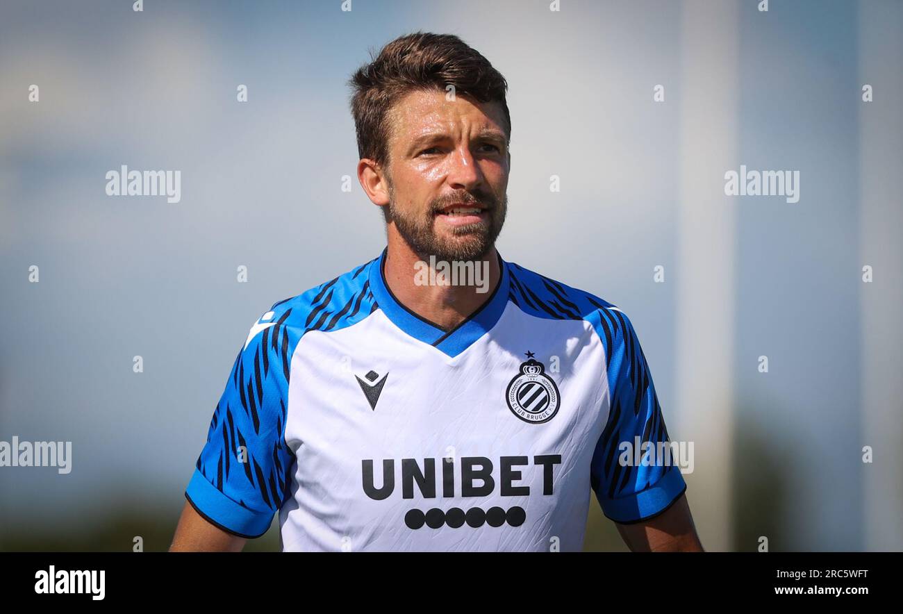 Barendrecht, Belgium. 12th July, 2023. Club's Brandon Mechele pictured during a friendly soccer game between Belgian Club Brugge KV and Dutch Feyenoord Rotterdam, Wednesday 12 July 2023 in Barendrecht, the Netherlands, to prepare for the upcoming 2023-2024 season. BELGA PHOTO VIRGINIE LEFOUR Credit: Belga News Agency/Alamy Live News Stock Photo